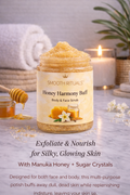 manuka honey sugar body scrub for face and body to exfoliate hydrate and reveal smooth glowing skin by Smooth Rituals